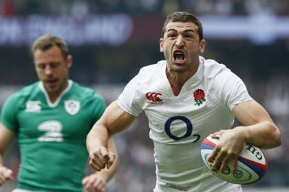 Jonny May celebra su try en la victoria ante Irlanda por 21-13, el último juego previo al Mundial