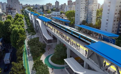Jorge Macri y el gobierno proponen un viaducto elevado y muestran cómo quedaría una de las estaciones, en este caso, la de Floresta
