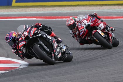 Jorge MartÍn y Francesco Bagnaia en la carrera sprint de Estados Unidos, donde este domingo se hará la principal de la tercera fecha de MotoGP.