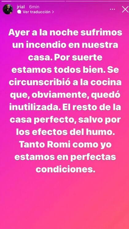 Jorge Rial habló del incendio en la casa que comparte con Romina Pereiro
