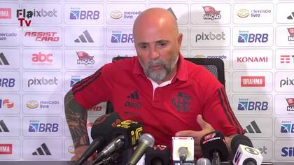 Jorge Sampaoli en el triunfo de ayer. Flamengo le ganó a Bahía 3-2