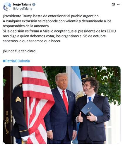Jorge Taiana llamó a responder a la "extorsión con valentía"
