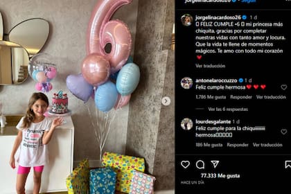 Jorgelina Cardoso celebró el cumpleaños de su hija (Foto Instagram @leoparedes20)