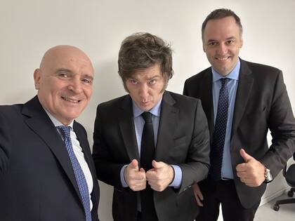 José Luis Espert, Javier Milei y Manuel Adorni.