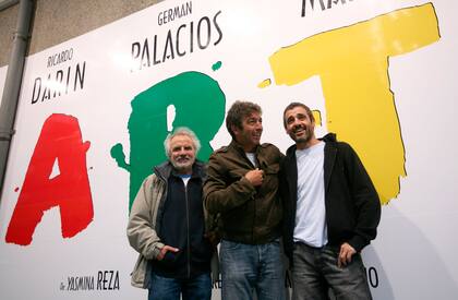 Jose Luis Mazza, Ricardo Darin y German Palacios, en diciembre de 2007, antes del estreno en Mar del Plata