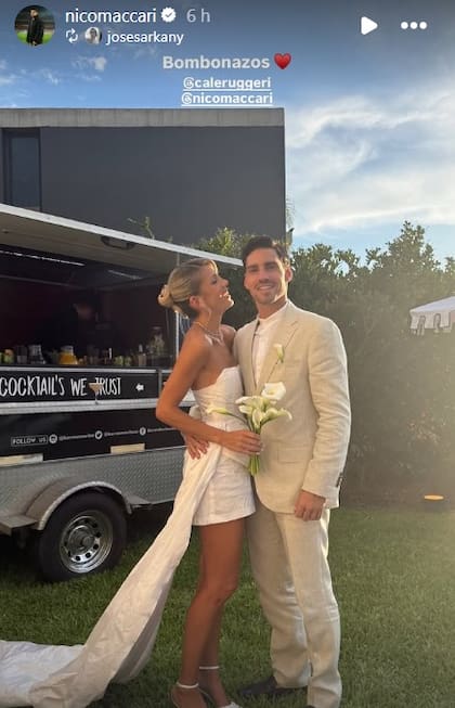 Josefina Sarkany, quien ofició de cupido para que se conozcan Cale Ruggeri y Nicolás Maccari, presente en el casamiento de ambos