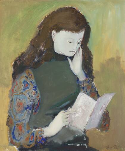 Joven leyendo, obra sin fecha, la única de Soldi que se exhibe en Colección Amalita