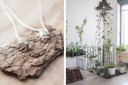 Joyería de Cony Werk en el espacio donde se realizan encuentros, cursos y talleres con orientados a generar un modo de vida consciente y sustentable.