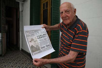 Juan Antonio Bravo. Tiene 92 años y estuvo en el ultimo recital que dio Carlos Gardel en la Argentina