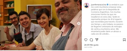 Juan Ferrara compartió un mensaje de despedida en Instagram