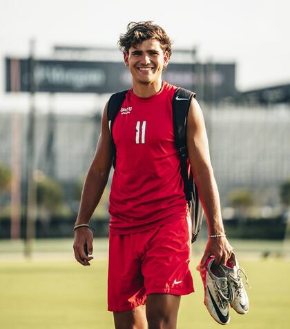 Juan Ignacio Simoniello, durante un entrenamiento con los Buccaners