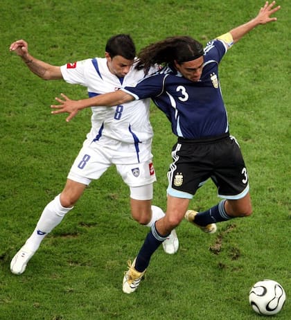 Juan Pablo Sorín, durante el último Mundial de Alemania, en el partido ante Serbia