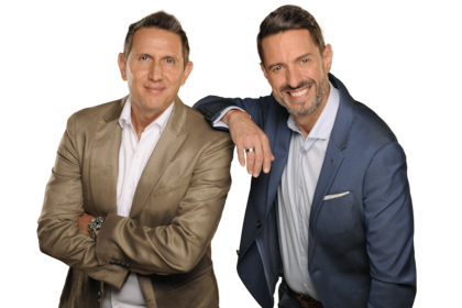 Juan Pablo Varsky y Pablo Giralt, comentarista y relator de las transmisiones de Telefé durante el Mundial de Clubes