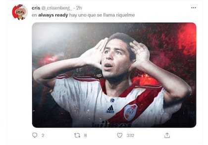 Juan Román Riquelme, con la camiseta de River, en uno de los memes que disparó el partido entre Boca y Always Ready