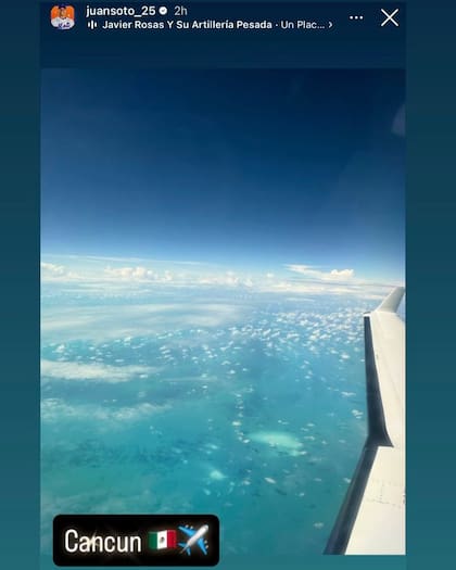 Juan Soto compartió su viaje a Cancún en redes sociales (X @JomboyMedia)
