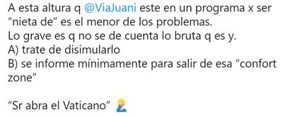 Un exbanquerp criticó a Juana Viale en Twitter