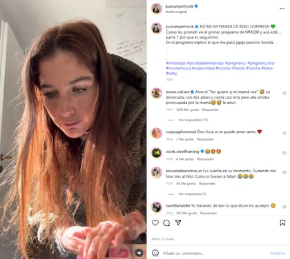 Juana Repetto compartió con sus seguidores el momento en el que se enteró de que iba a ser madre por tercera vez (Foto: Captura de video / Instagram @juanarepettook)