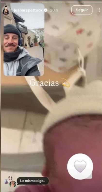 Juana Repetto en sus historias de Instagram mostró cómo Sebastián Graviotto conoció a su hijo desde la virtualidad
(Foto: @juanarepettook)