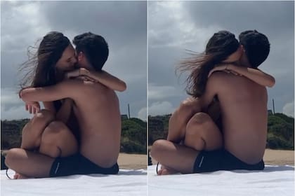 Juanita Tinelli y su novio, acaramelados en la playa y retratados por Fran Tinelli (Foto: Captura de video / Instagram @frantinelli1)