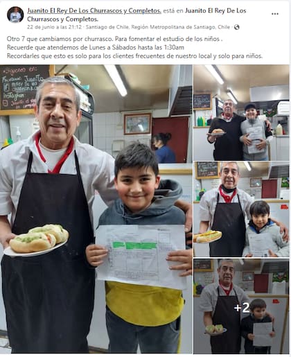 Juanito es dueño de un local de sándwiches y se volvió famoso en Chile por su iniciativa para fomentar que los chicos estudien