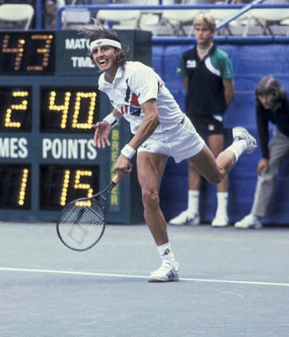 Jugando en el US Open contra Ivan Lendl, con la lengua afuera, un clásico