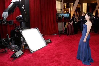 Julia Louis-Dreyfus posa para una cámara que toma su look completo