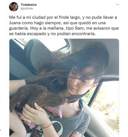 Julia relató el angustiante momento en redes sociales.