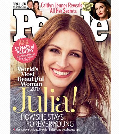Julia Roberts, la mujer más bella del mundo, en la tapa de la revista People