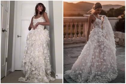 Julia y su vestido, el cual estuvo inspirado en un diseño de Galia Lahav (Foto: TikTok @_boringbb_ / Galia Lahav)