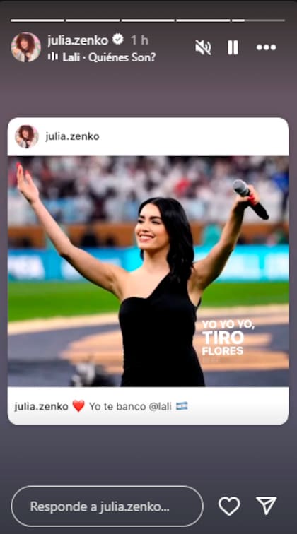 Julia Zenko también mostró su apoyo a Lali Espósito