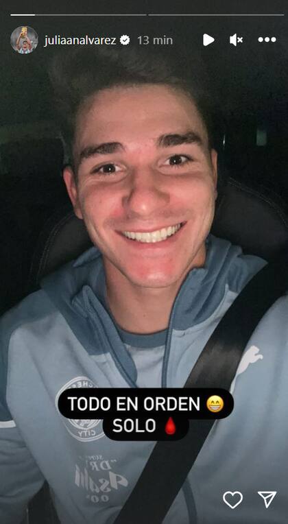 Julián Álvarez aclaró que no perdió el diente en Instagram