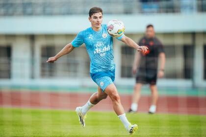 Julián Álvarez durante la pretemporada con el Manchester City en Corea
