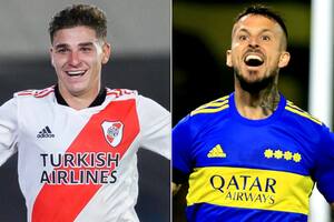 Julian Alvarez (River) y Dario Benedetto (Boca), las cartas de gol de River y Boca, que jugarán el superclásico este domingo en el Monumental