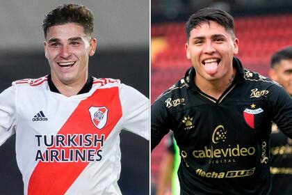 Julian Alvarez (River) y Facundo Farias (Colon) antes de la final