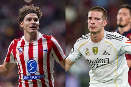 Julián Álvarez y Franco Mastantuono se verán las caras este domingo en el clásico de la capital española