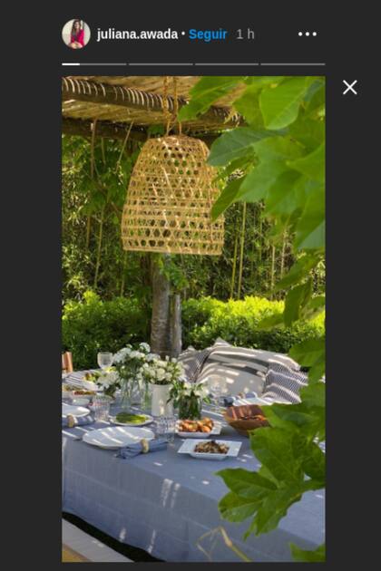 Juliana Awada compartió algunas imágenes de un almuerzo al aire libre