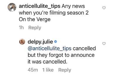 Julie Delpy oficializó el fin de On The Verge en su cuenta de Instagram