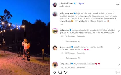 Julieta Nair Calvo agradeció la propuesta romántica de su futuro esposo