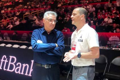 Julio Lamas y Sergio Hernandez en la previa del amistoso que disputaron Argentina y Japón