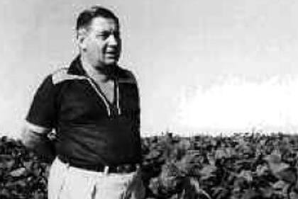 Julio R. Ferrarotti en un campo cuando impulsaba el cultivo