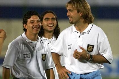 Junto con Sorin y Batistuta, días de selección en la vida de Gallardo, cuando nadie sospechaba que sería entrenador