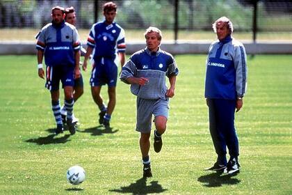 Jürgen Klinsmann y Cesar Menotti, en Sampdoria 1997; "Yo fui uno de sus alumnos,", cuenta el alemán con orgullo
