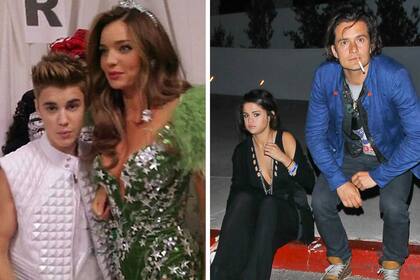 Justin Bieber y Miranda Kerr por un lado, Orlando Bloom y Selena Gomez, por otro
