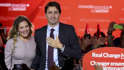 Justin Trudeau, junto a su esposa, anoche