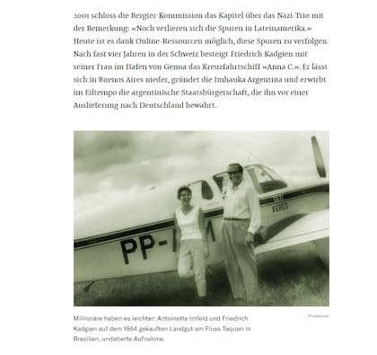 Kadgien retratado junto a Antoinette Imfeld en una foto publicada por el diario suizo NZZ