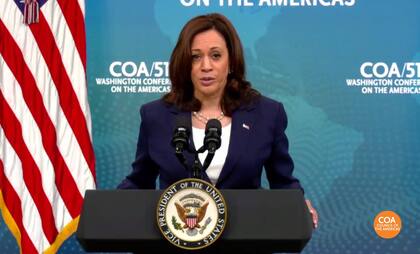 Kamala Harris en la conferencia anual del Consejo de las Américas.