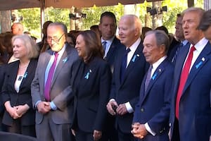 Kamala Harris, Joe Biden, Donald Trump y J. D. Vance en el acto homenaje a las víctimas del 11 de septiembre
