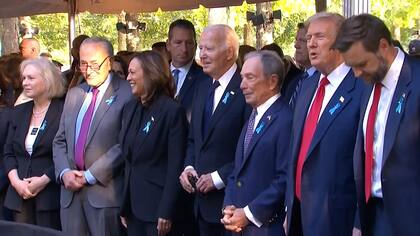 Kamala Harris, Joe Biden, Donald Trump y J. D. Vance en el acto homenaje a las víctimas del 11 de septiembre