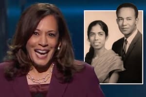 Kamala junto a sus padres (Crédito: Campaña de Kamala Harris)