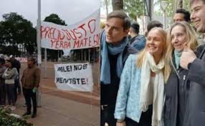 Karina Milei viajó a Oberá para caminar el centro junto a Diego Hartfield y militantes de LLA se cruzaron con yerbateros y tareferos descontentos